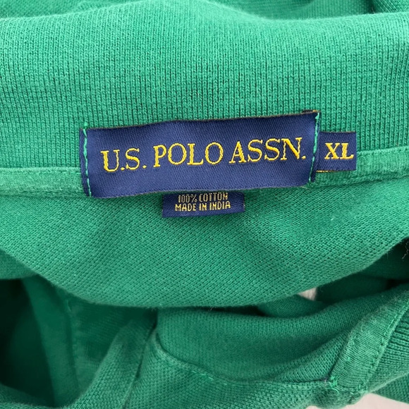 Men's U.S. Polo Assn. Polo Shirt XL Green White‎ Horse Preppy - Picture 3 of 7